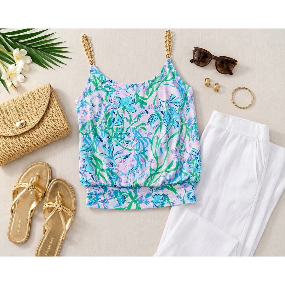 NWT Lilly Pulitzer Cannavale Chain Strap Top XS Secret Escape Resort Coastal
